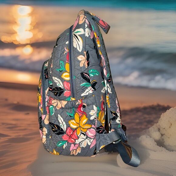 Vera Bradley Essential Laptop Backpack Coastal Paradise Gray NWOT main image 4